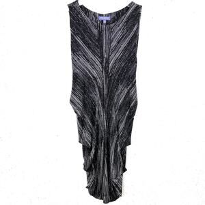 Vivienne Tam Womens Side Gathered Drape Dress Sleeveless Black White Size Large